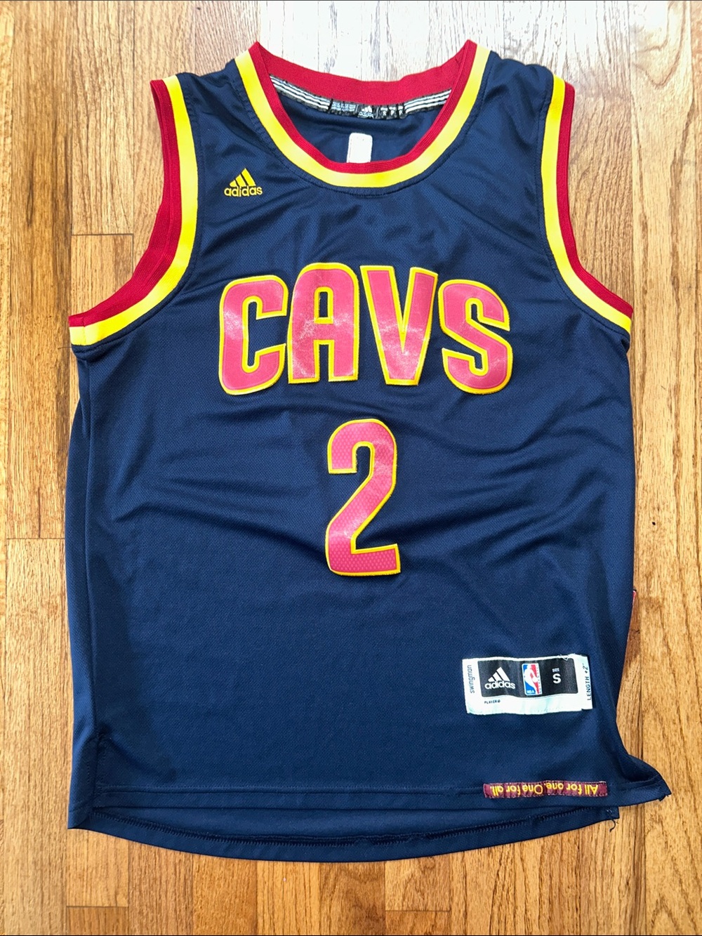adidas Navy Cleveland CAVS #2 Irving Basketball Jersey with Red and Yellow Trim